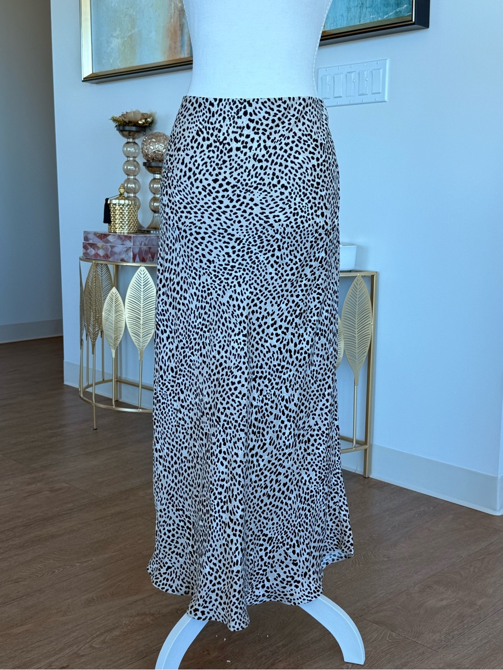 Leopard Print Skirt - Black & cream